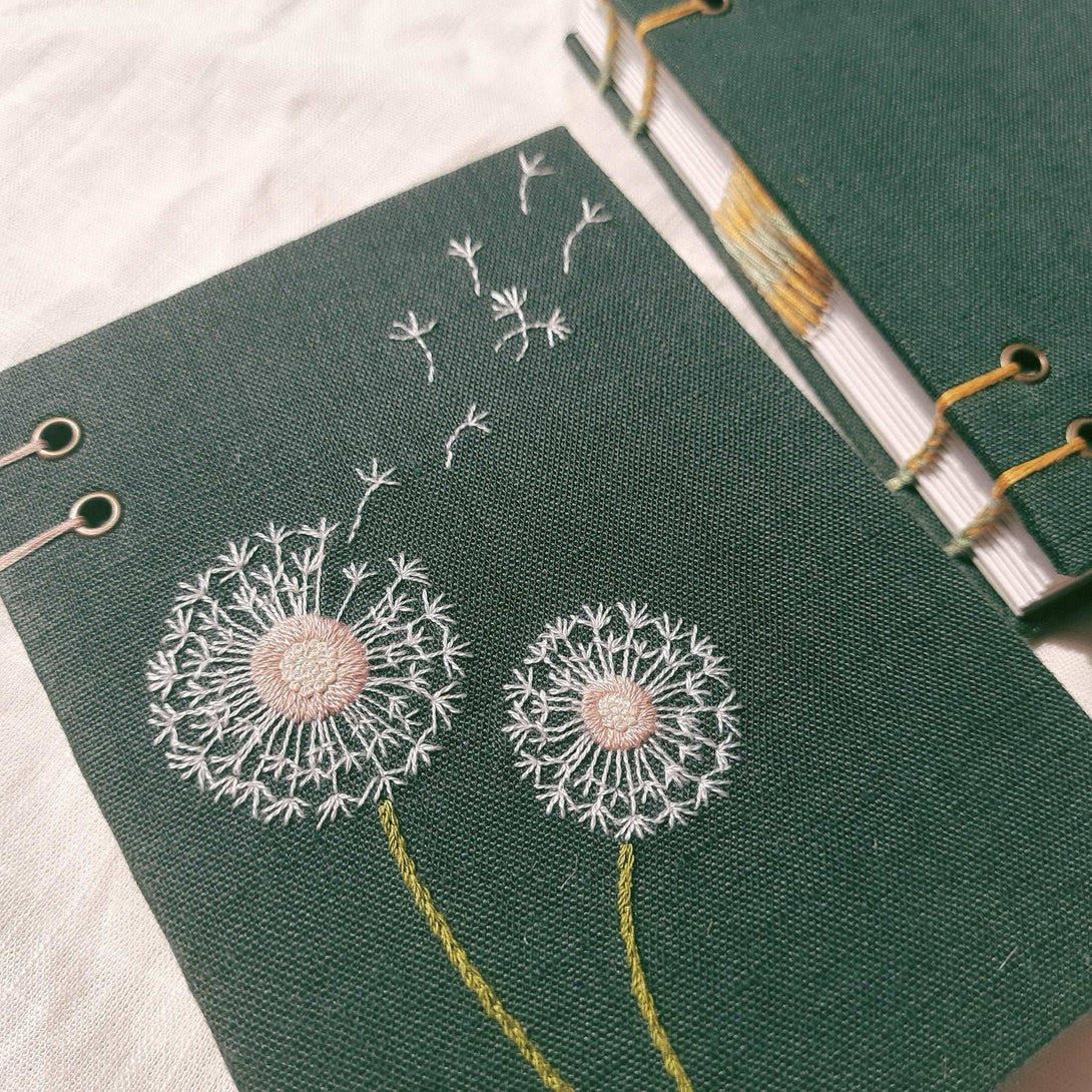 Dandelion Embroidered Notebook - Stitchery Zone