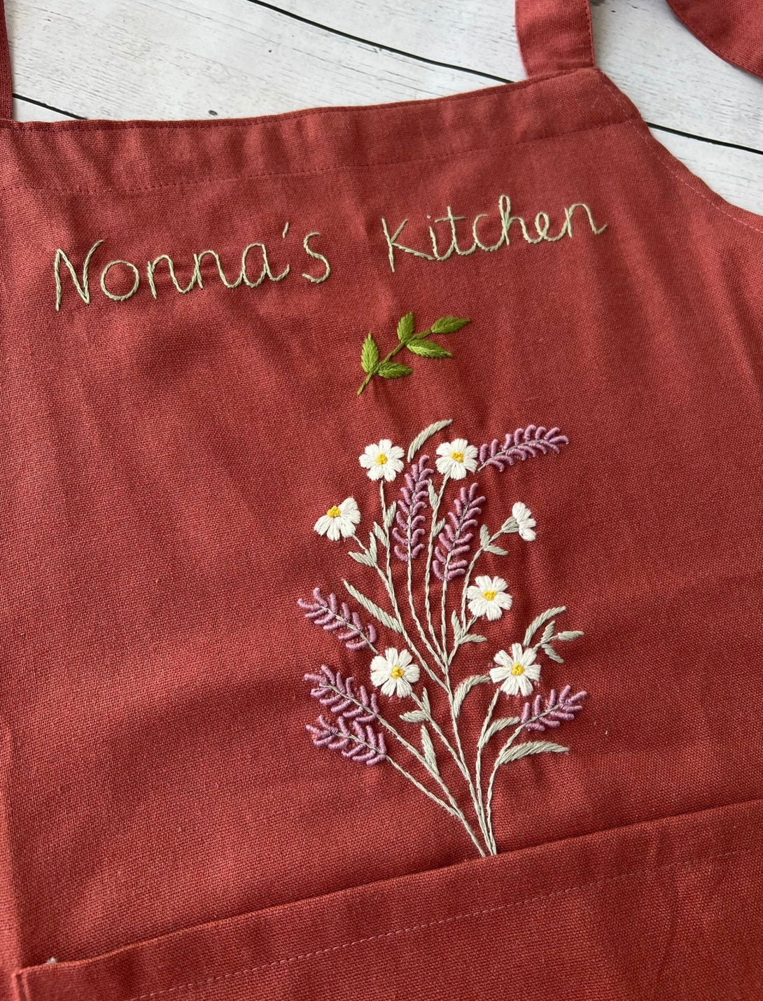 Secret Garden Flower Embroidery Apron - Stitchery Zone