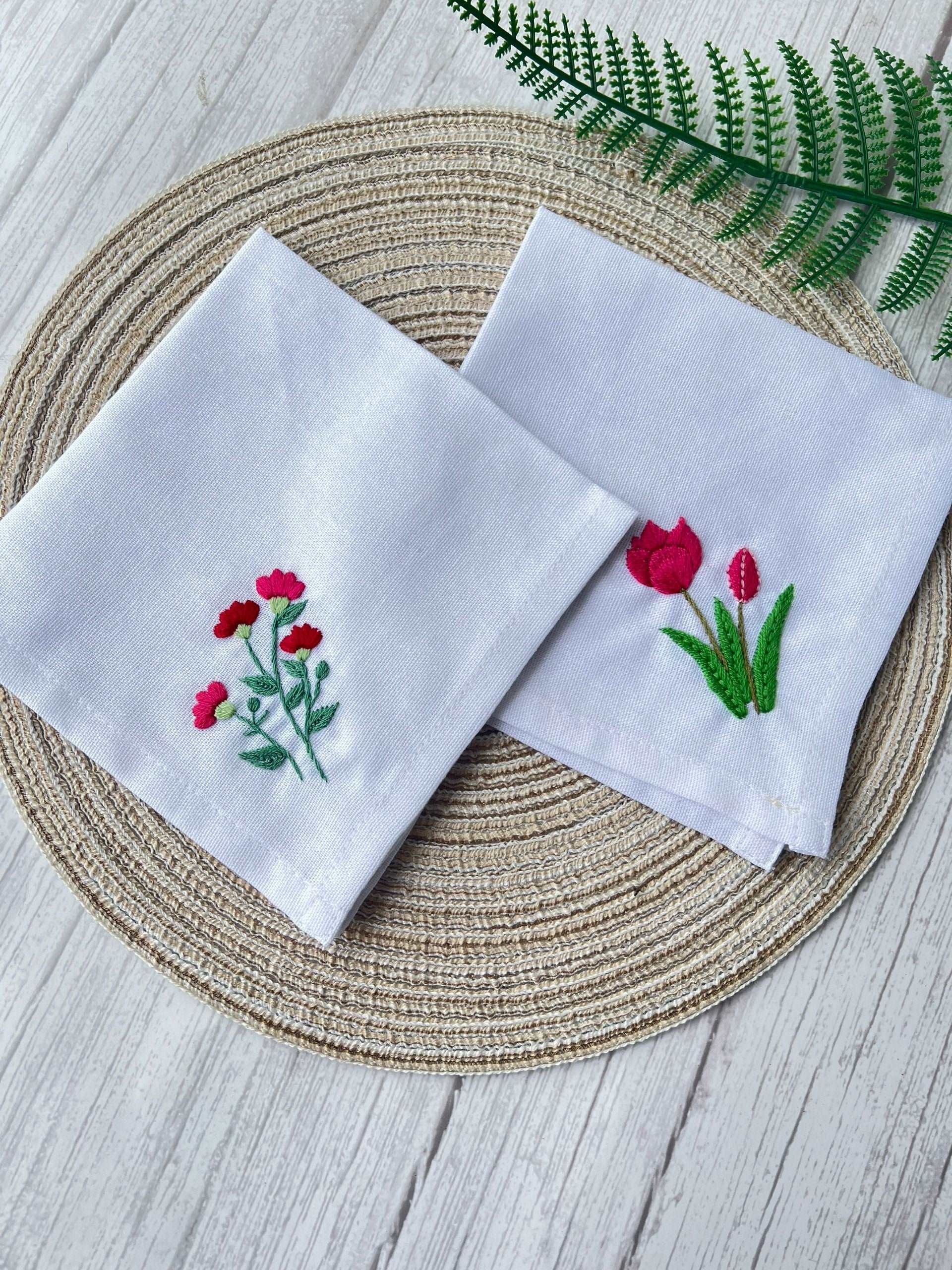 Little Flowers Handkerchiefs Elegant Embroidered Designs Stitchery Zone