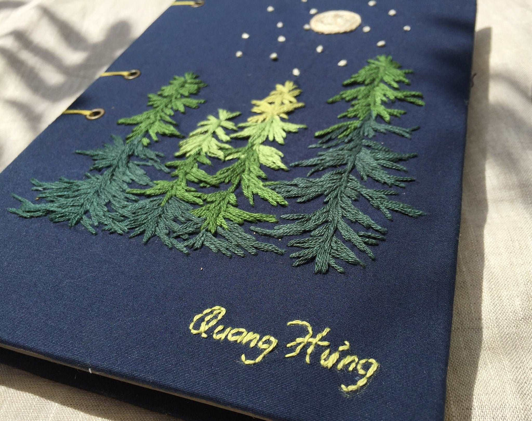 Moonlight Embroidered Notebook - Stitchery Zone