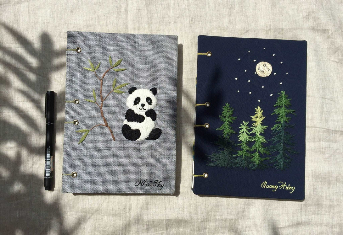 Moonlight Embroidered Notebook - Stitchery Zone