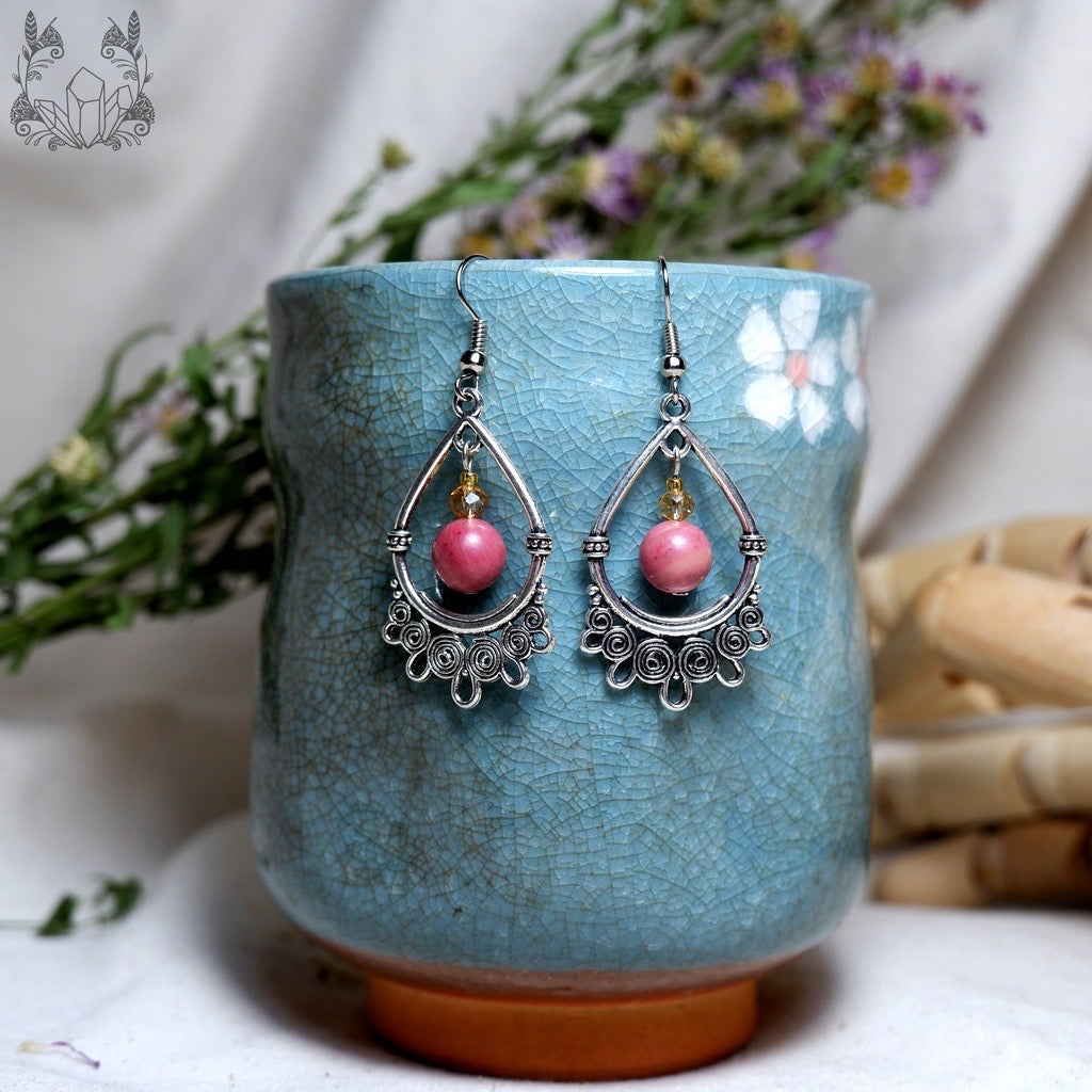 Stone unique earrings | handmade stone earrings | Special earrings for her - Stitchery Zone