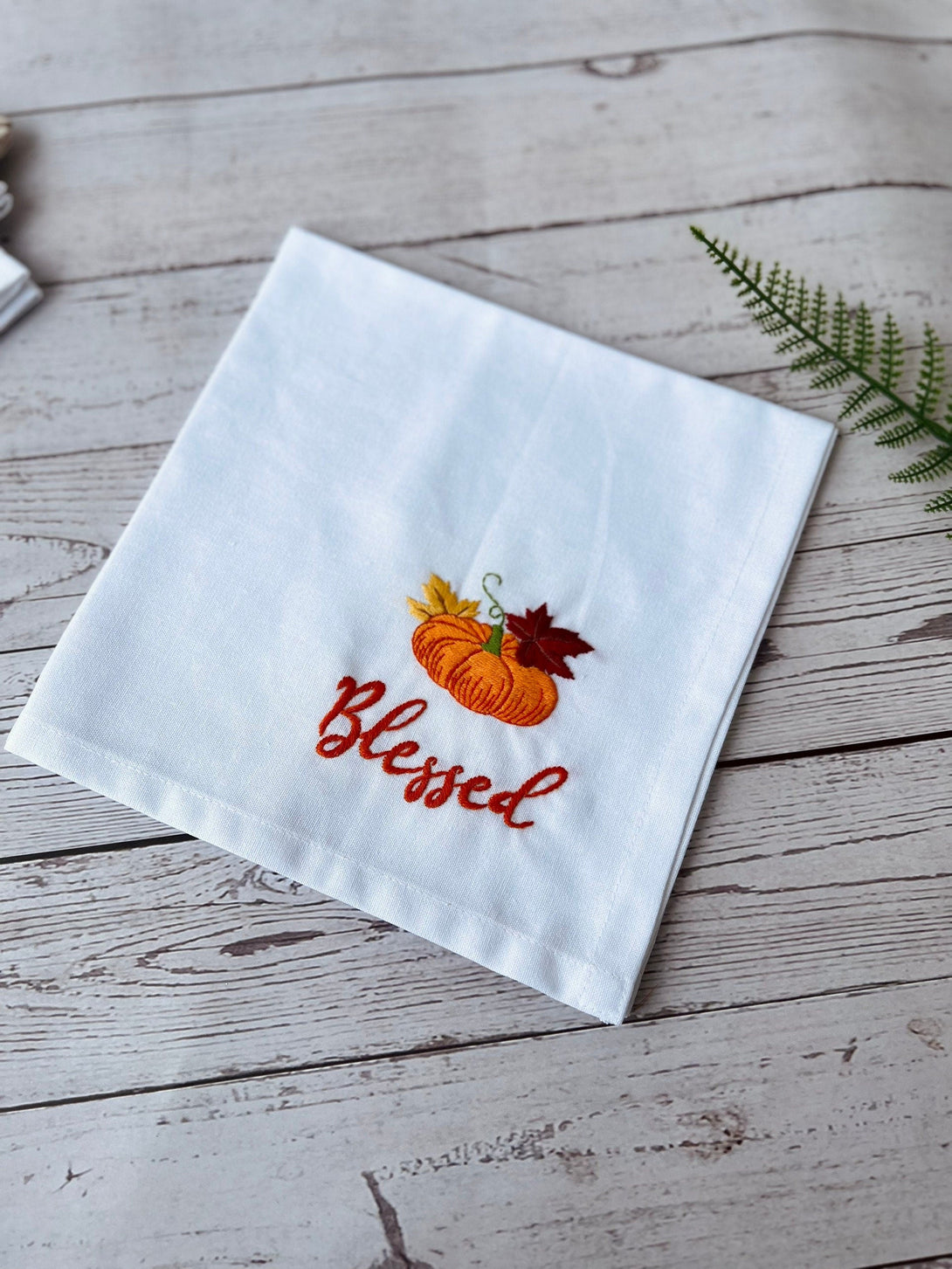 Thanksgiving Hand Embroidered Linen Napkin Set - Stitchery Zone