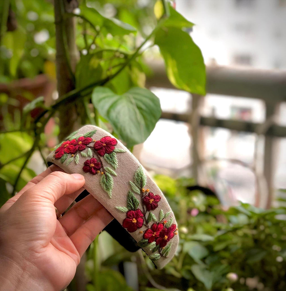 Hand Embroidered Headband, Floral Embroidery Turban - Stitchery Zone