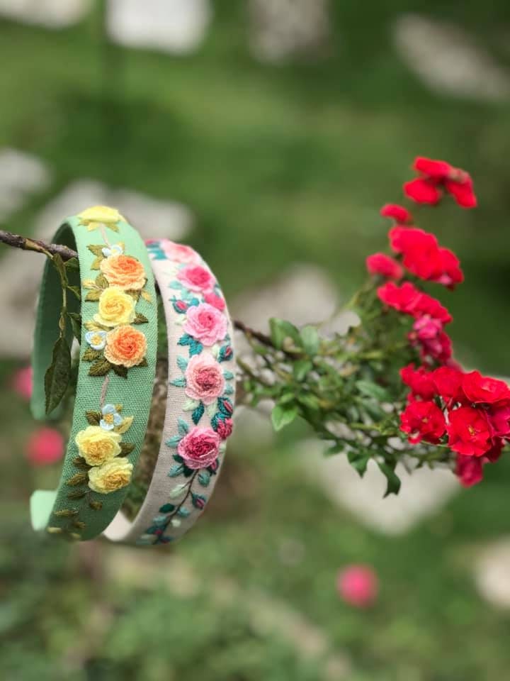 Rose Linen Hair Band - Stitchery Zone