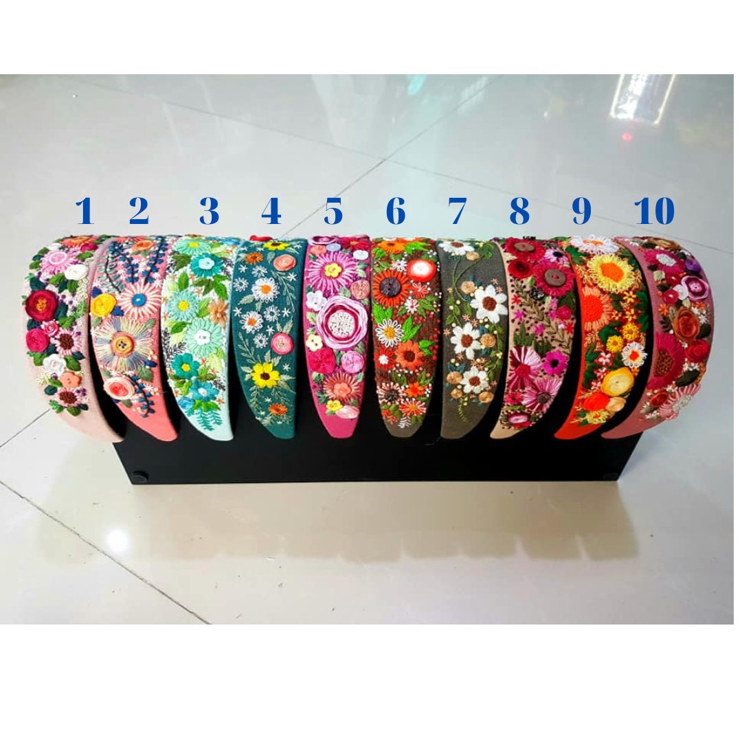 Floral Embroidery Linen Hair Band For Women - Stitchery Zone