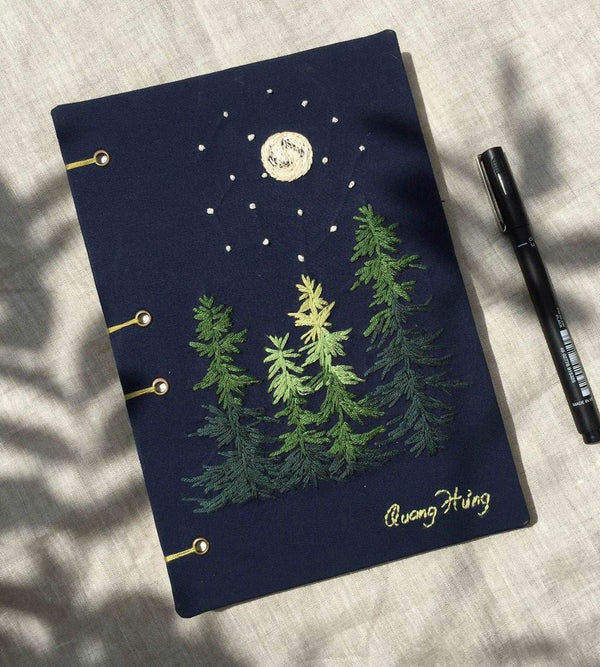 Moonlight Embroidered Notebook - Stitchery Zone