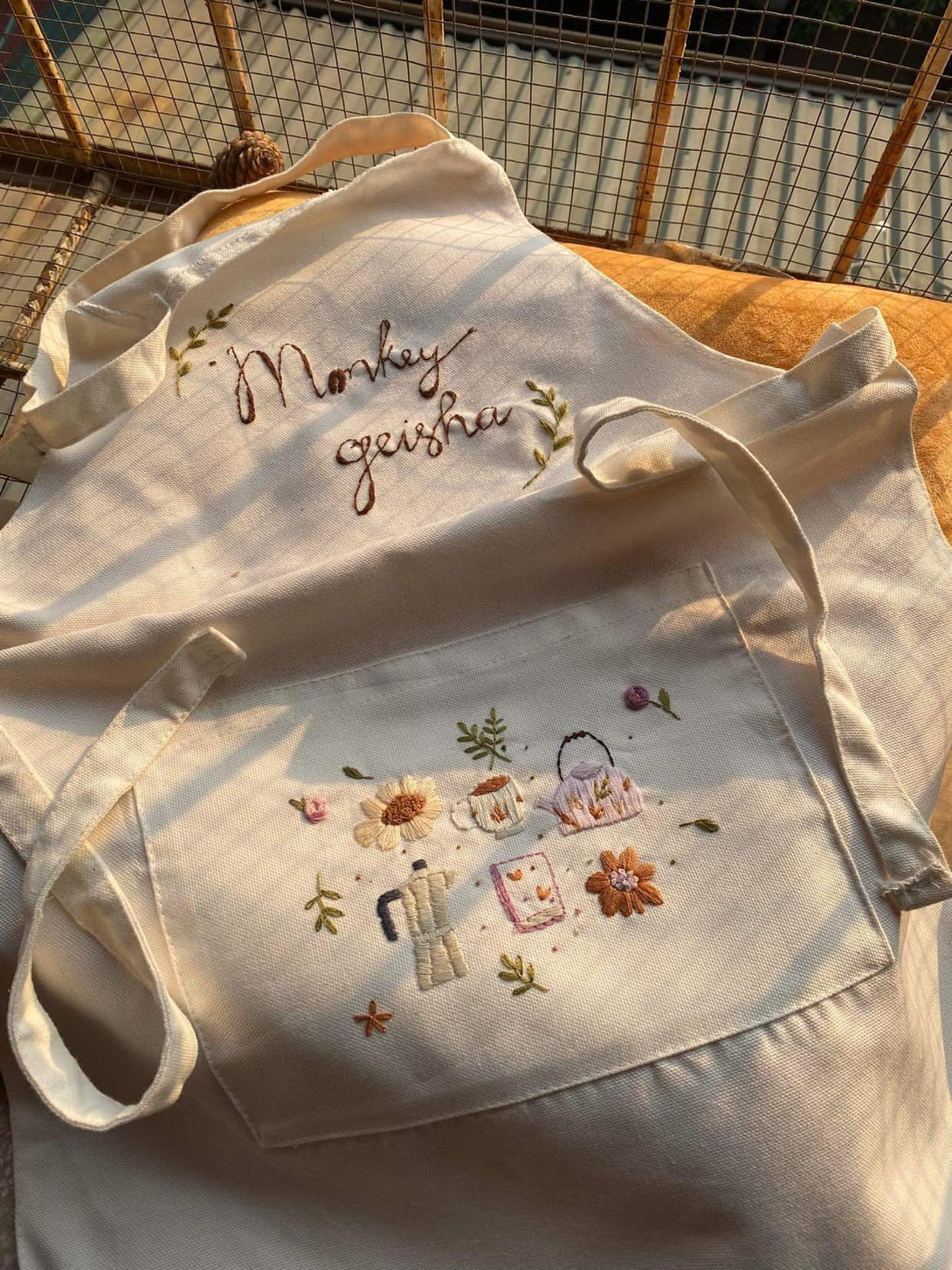 Little things called love embroidered apron - Stitchery Zone