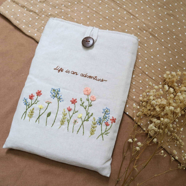 Daisy Flower Embroidered Book Cover - Stitchery Zone