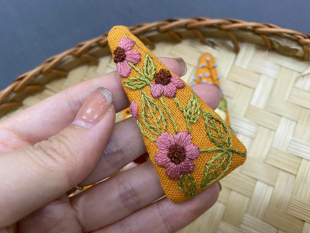 Floral Hand Embroidered Hair Clip For Babies And Infants - Stitchery Zone