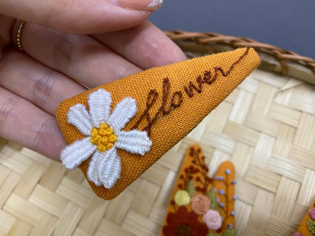 Floral Hand Embroidered Hair Clip For Babies And Infants - Stitchery Zone