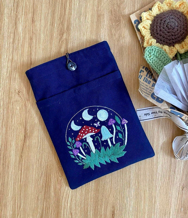 Moon Stars Embroidered Book Cover - Stitchery Zone