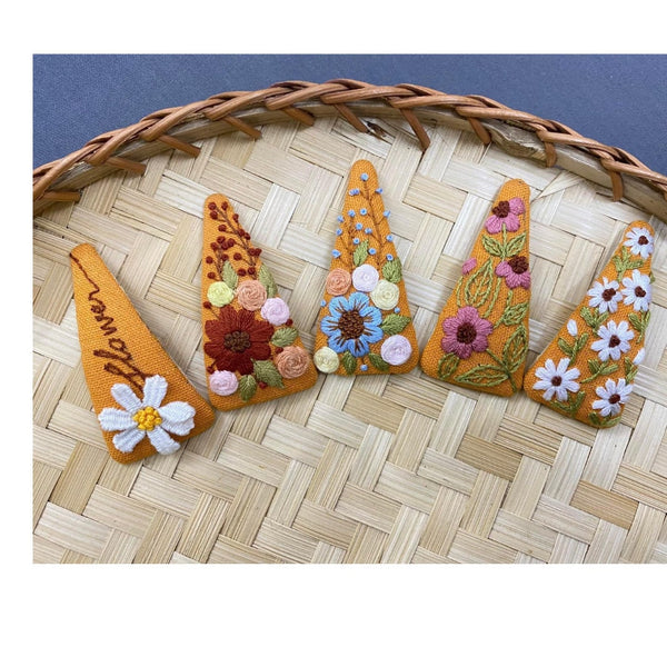 Floral Hand Embroidered Hair Clip For Babies And Infants - Stitchery Zone