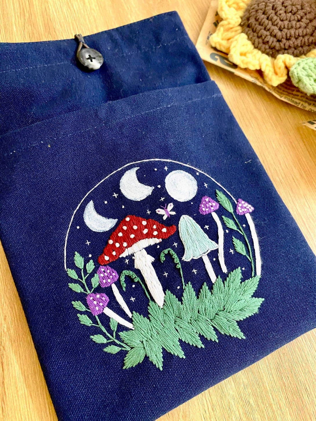 Moon Stars Embroidered Book Cover - Stitchery Zone