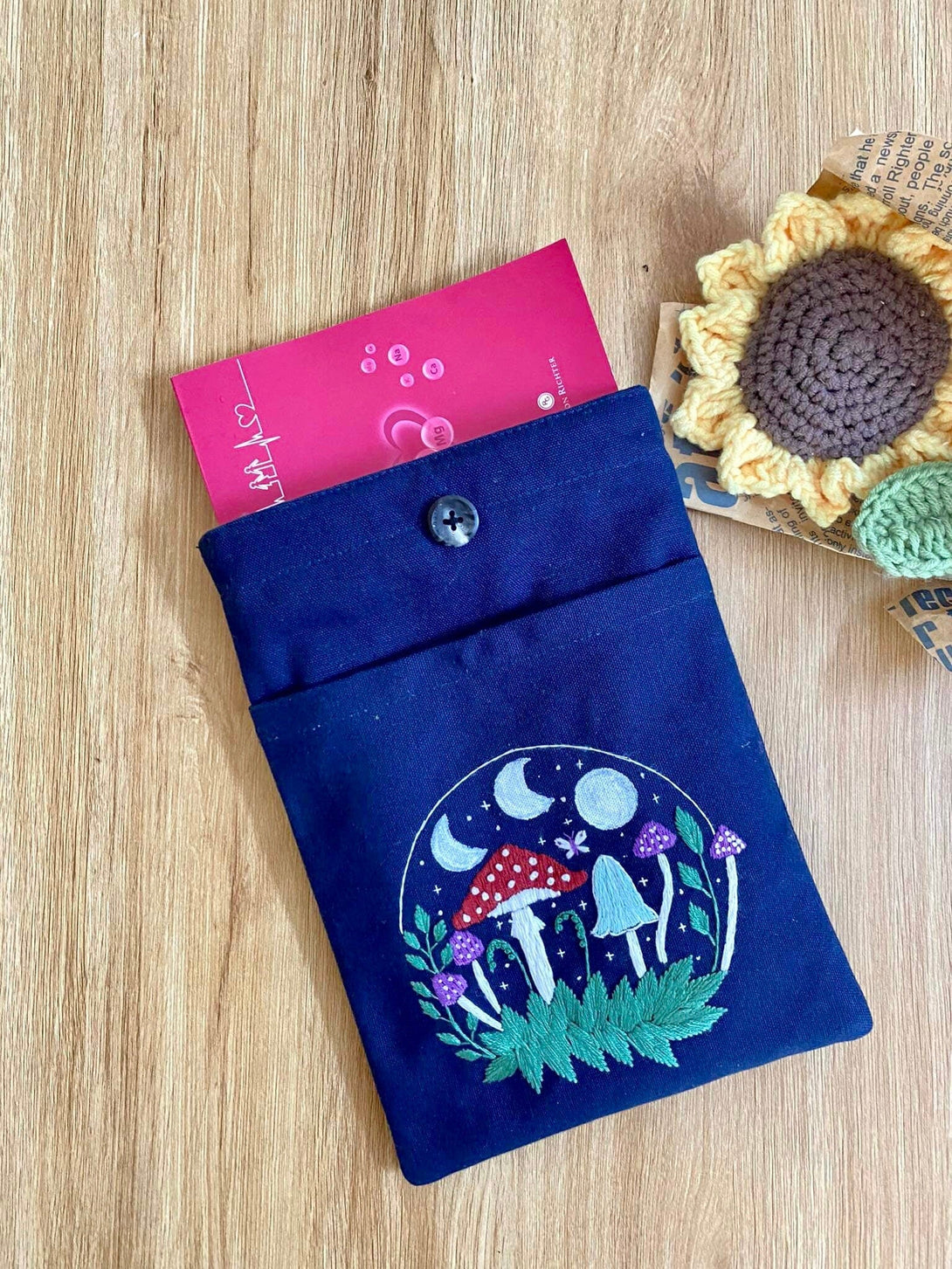 Moon Stars Embroidered Book Cover - Stitchery Zone