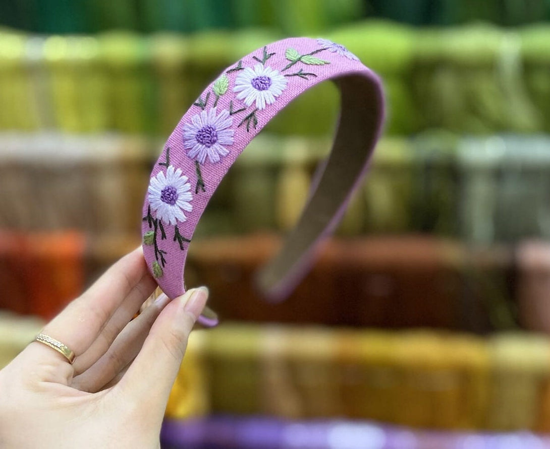 Floral Embroidered Headband - Stitchery Zone