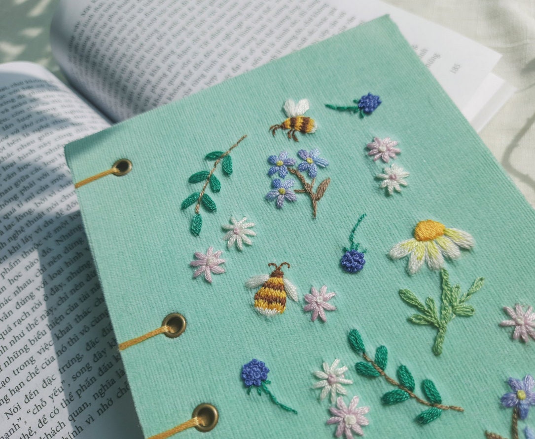 Embroidered Binding Coptic Notebook - Stitchery Zone