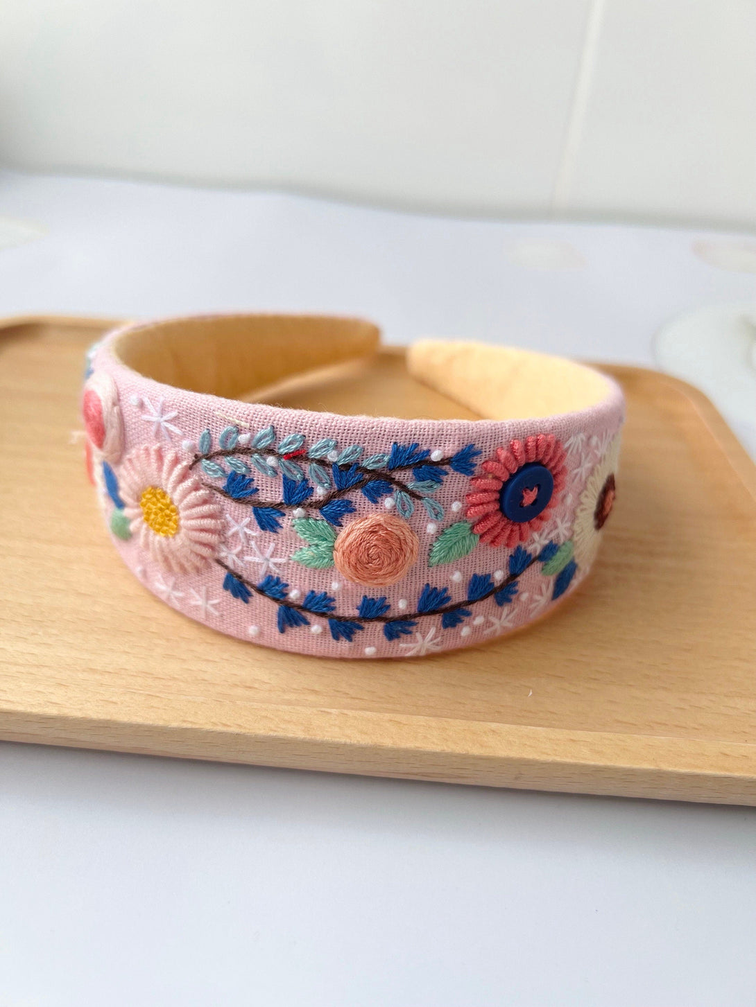 Floral Embroidery Linen Hair Band For Women - Stitchery Zone