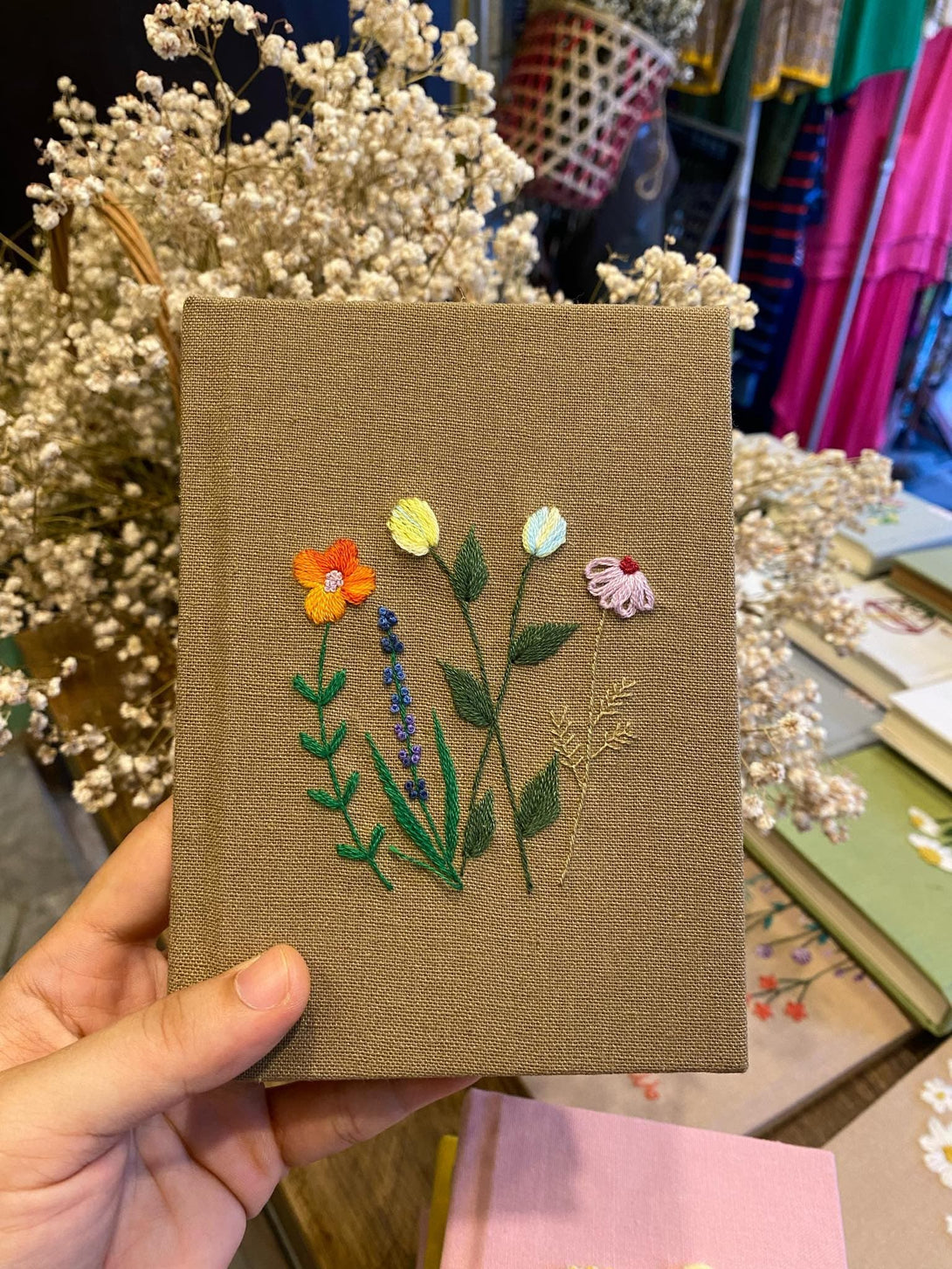 Wild Flower Embroidered Notebook - Stitchery Zone