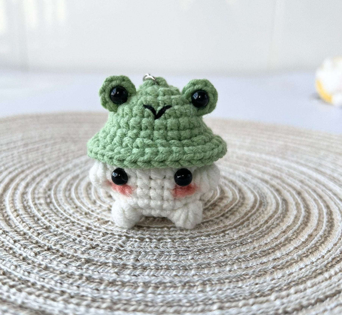 Stitchery Zone Crochet Cute Mushroom Keychain #2 - Frog / Yes