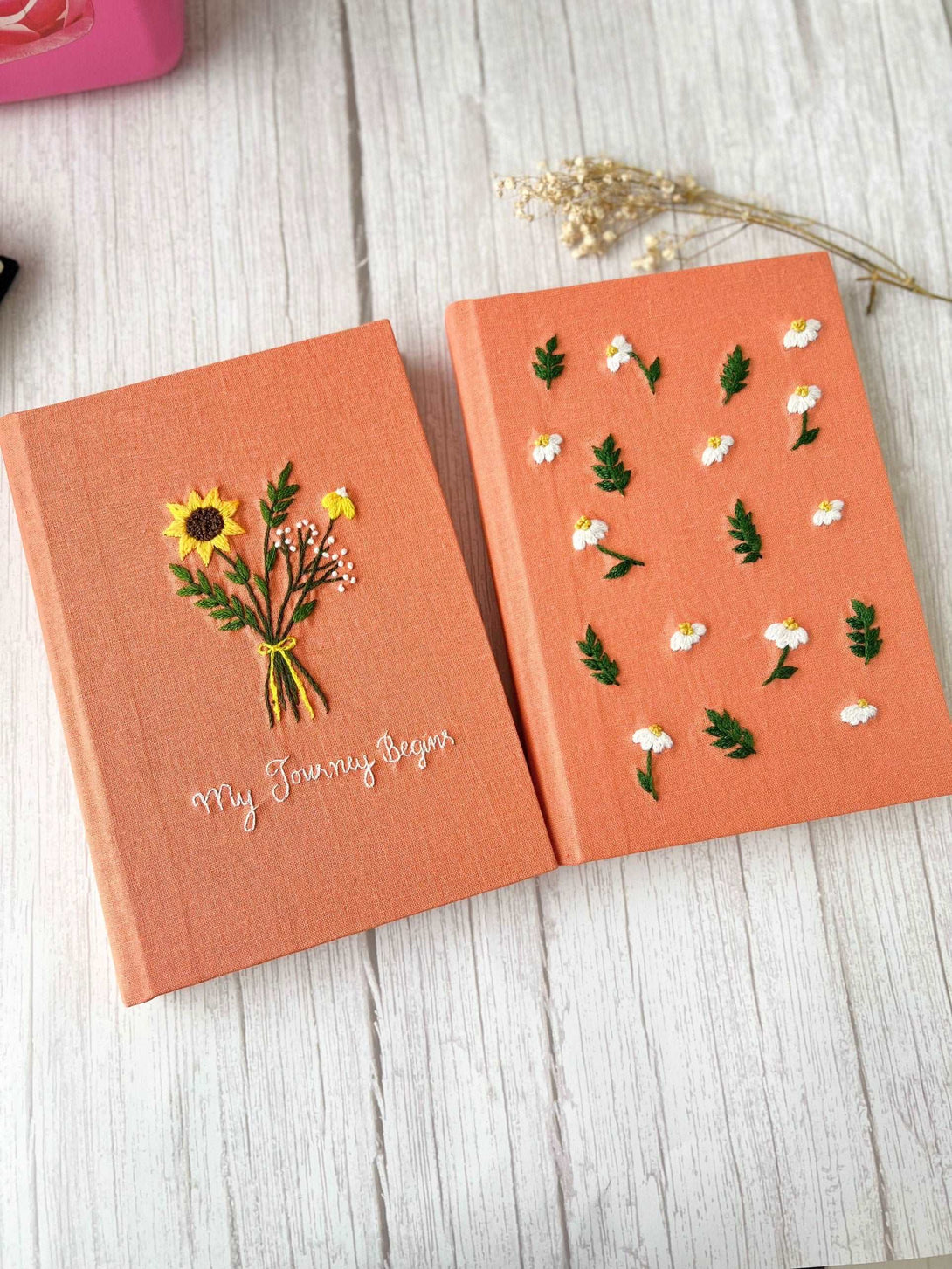 Daisy Journal A5, Flower Hand Embroidered Notebook - Stitchery Zone