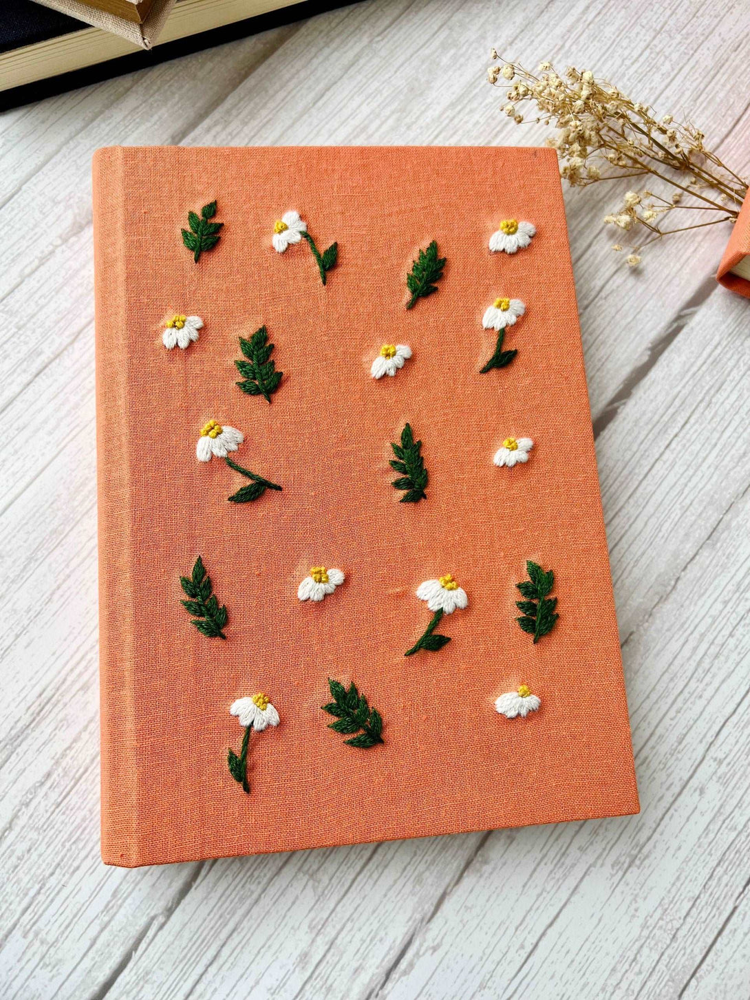 Daisy Journal A5, Flower Hand Embroidered Notebook - Stitchery Zone