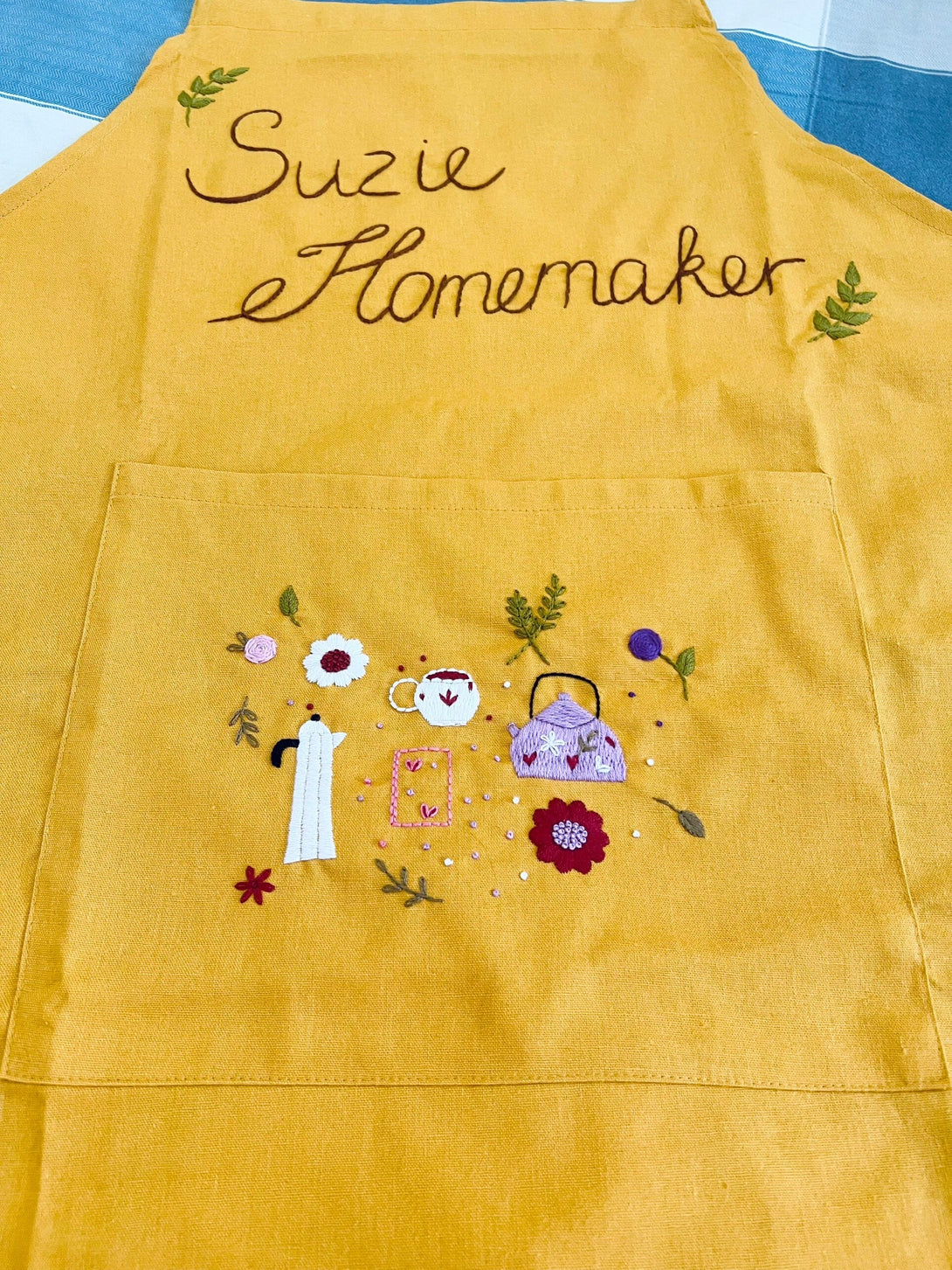 Little things called love embroidered apron - Stitchery Zone