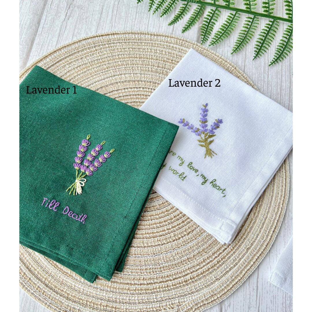 Personalized Embroidered Lavender Handkerchiefs - Stitchery Zone