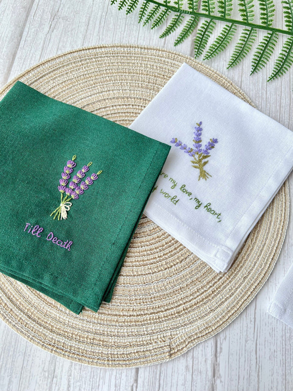 Personalized Embroidered Lavender Handkerchiefs - Stitchery Zone