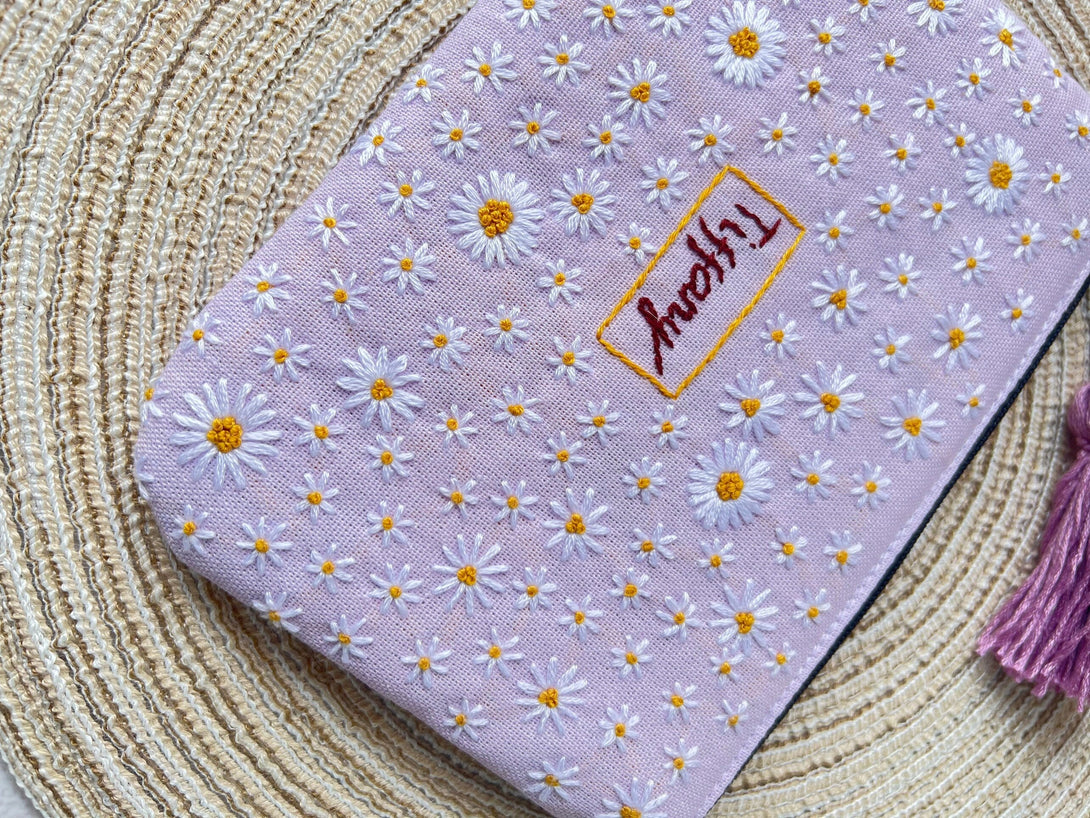 Hand Embroidered Flower Pouch - Stitchery Zone