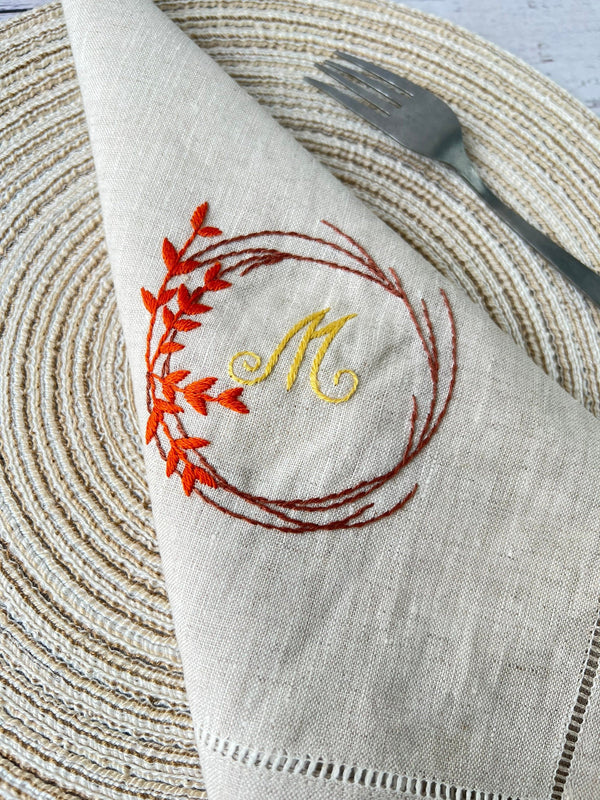 Unique Hand Embroidered Linen Napkins Set - Stitchery Zone