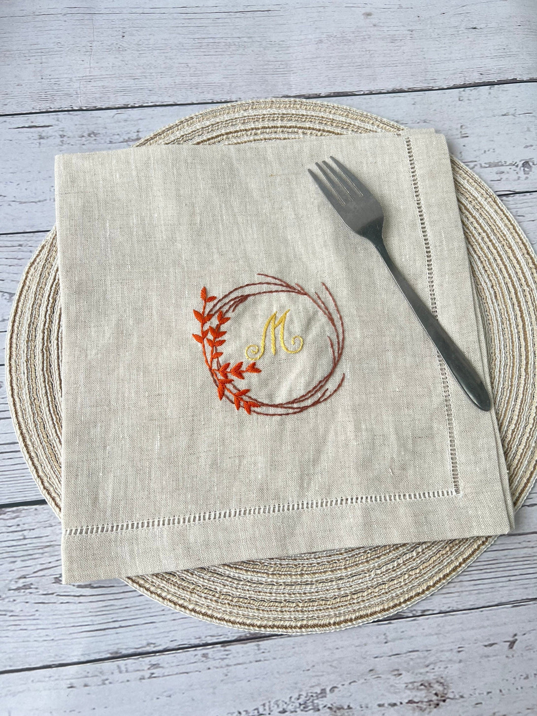 Unique Hand Embroidered Linen Napkins Set - Stitchery Zone