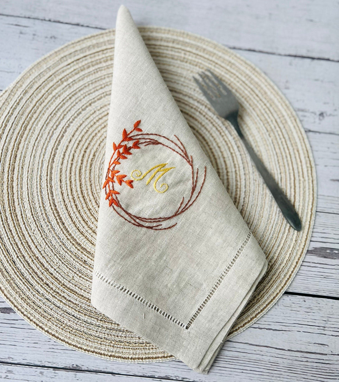 Unique Hand Embroidered Linen Napkins Set - Stitchery Zone