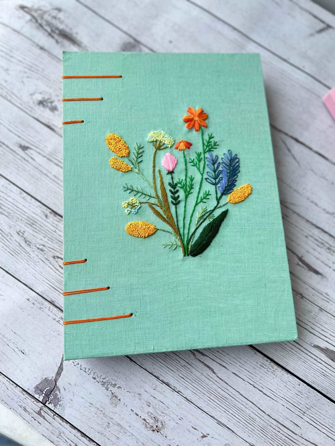 Embroidered Colorful Flowers Notebook - Stitchery Zone