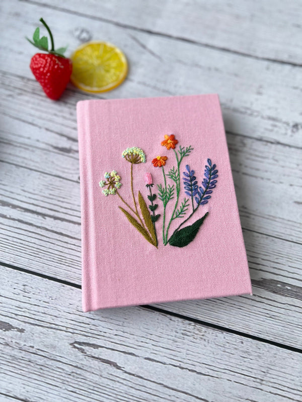 Wild Flower Embroidered Notebook - Stitchery Zone