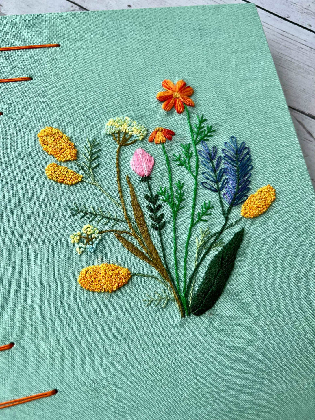 Embroidered Colorful Flowers Notebook - Stitchery Zone